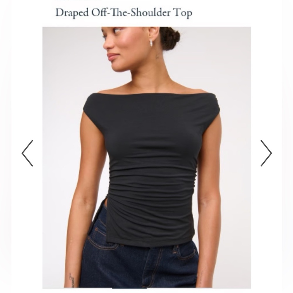 Abercrombie & Fitch Black Draped Off-The-Shoulder Top
